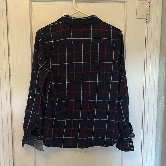 Tommy Hilfiger Navy and Red Plaid Button Down Shirt - Picture 3 of 5